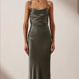 SHONA JOY - LA LUNE LACE BACK MAXI DRESS - OLIVE SIZE 4